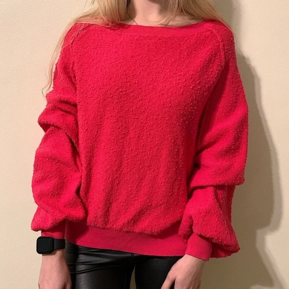 Free People Found My Friend Sweater in Hot Pink